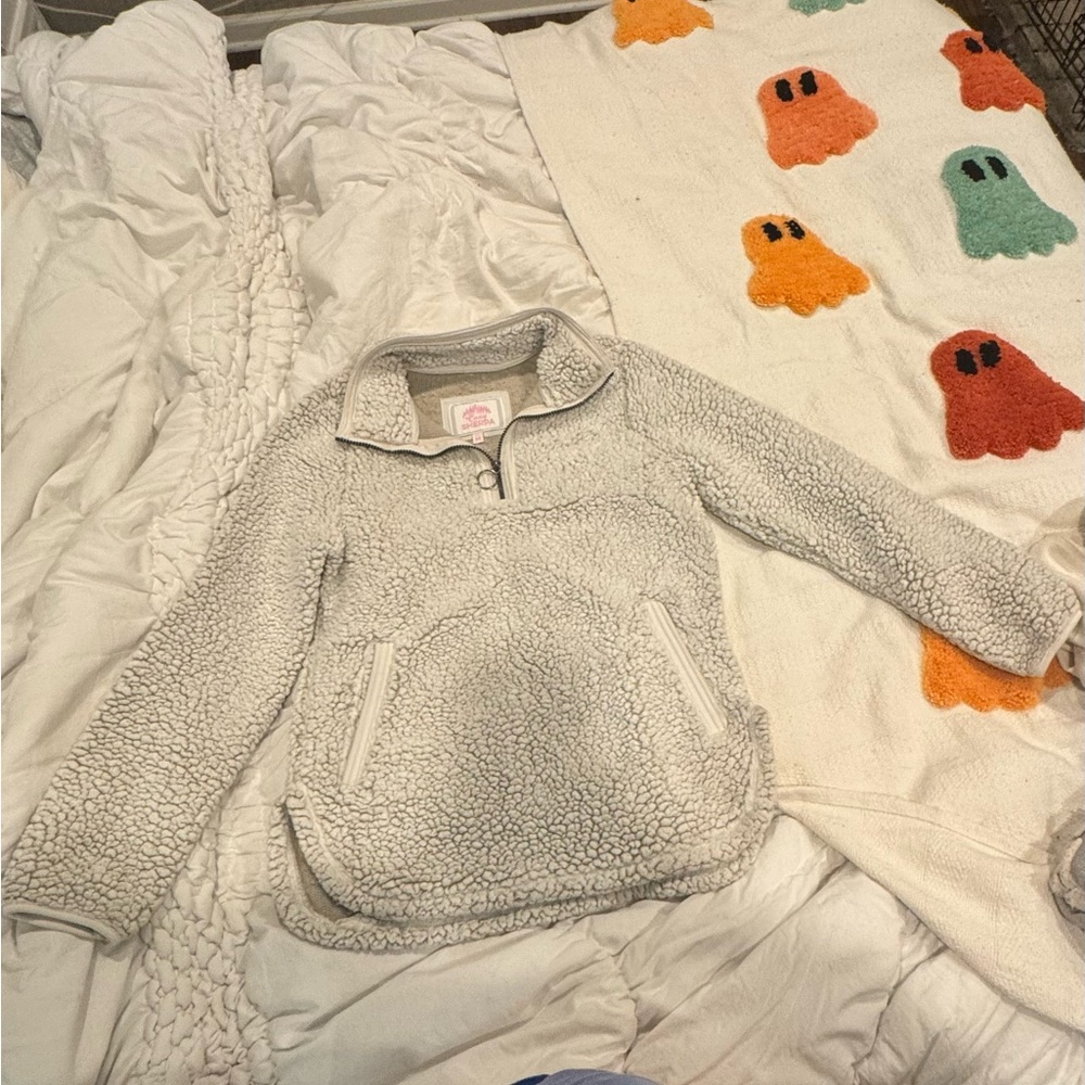 Light Gray Sherpa Pullover